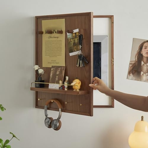 Cache-tableau de distribution mural décoratif,Cache-compteur élégant avec étagères et crochets,Cache-boîte à fusibles,Idéal pour les salons bureaux(40 * 50cm/15.7 * 19.7in)