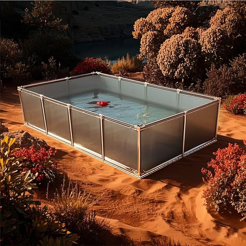 Piscina, telaio in acciaio fuori terra, resistente piscina da giardino all'aperto per famiglie e bambini, facile da montare, con toppa di riparazione, design rettangolare grande