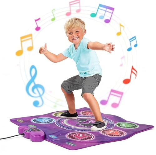 LICAEVEY Elektronisk Dansmatta för Barn 3 Till 12, Trådlös Bluetooth-dansmatta med 6 Upplysta Knappar, Flera Spellägen, Idealisk Julklapp Till Fest Inomhus