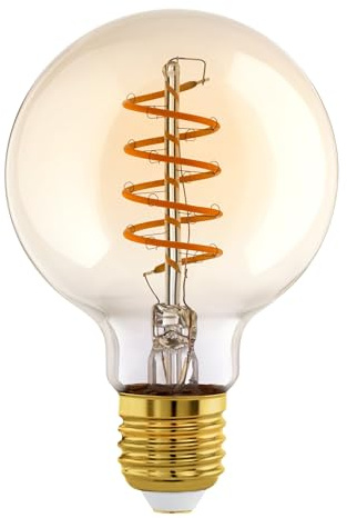 EGLO LED E27 Globe dimmbar mit einstellbarer Farbtemperatur | Spiral Glühbirne Vintage, Lampe 7 Watt, 700 Lumen, warmweiß, 2000 - 3000 Kelvin, Leuchtmittel, Edison Glühlampe G95, Ø 9,5 cm