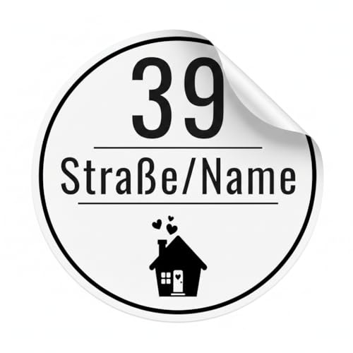 Hausnummer & Name Aufkleber personalisiert für Briefkasten, Tür & Mülltonne | Selbstklebendes Namensschild als Aufkleber individuell gestalten, wetterfest für den Außenbereich