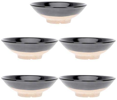 TOGEVAL 5 Cuencos de Barro Cocido Vintage para Condimentos y Guarniciones, Cuencos de Comida Prácticos de 3 Onzas, Contenedores para Alimentos en Cocina y Restaurante