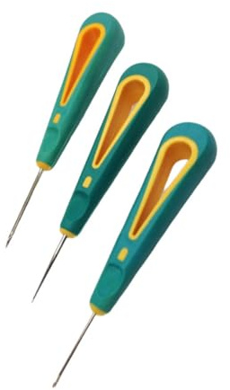 Veemoon Kit di Punteruoli da Cucito 3 Pezzi con Manico in Silicone, Kit di Accessori per Cucire e Lavorazione Pelle, Strumenti per Riparazioni Fai da Te di Scarpe e Tessuti, Uso Domestico