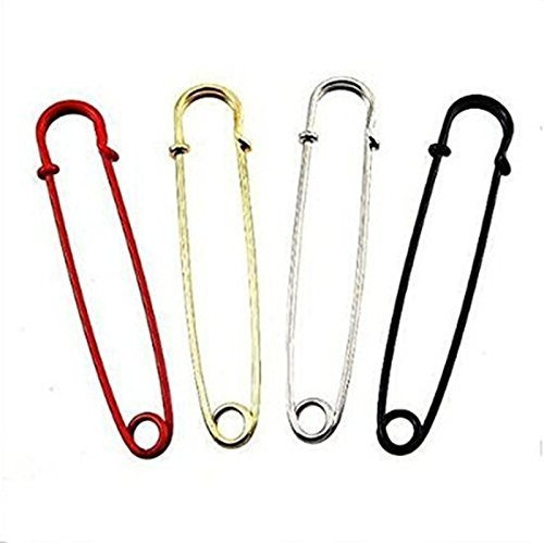 YEQIN (TM) 4-teiliges farbiges Set aus 10,2 cm großen Metall-Stahl-Sicherheitsnadeln, groß und stark, für Decken, Röcke, Kilts, Bastelarbeiten