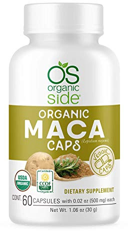 Organic Side | Maca Capsules | USDA Certified Organic, Non-GMO, Vegan | 60 Capsules for Energy | Hormone Balance, and Vitality | Natural Supplement