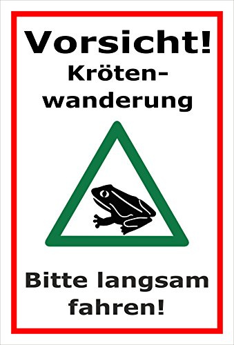 Melis-Folienwerkstatt Schild Krötenwanderung - Langsam Fahren – 45x30 cm – 3mm Aluverbund – mehrere Größen/Materialien