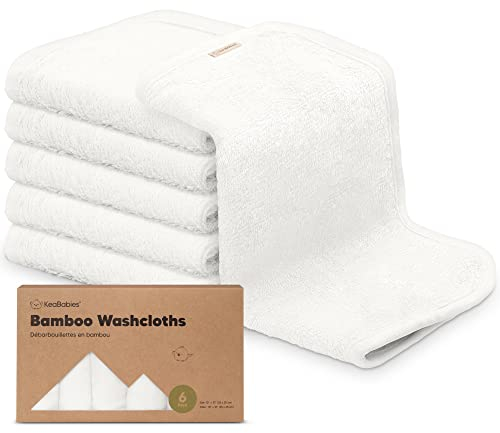 6-Pack Babywaschlappen - Weiche Bambus-Waschlappen für Babys, Kinder, Ultra Absorbierende Neugeborenen-Badehandtücher, 25 x 25cm, Sanft für empfindliche Haut (White)