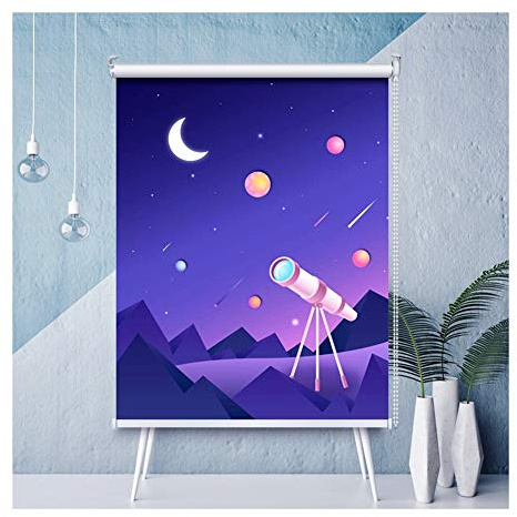 Estor Enrollable Opaco Cielo Estrellado Cortinas Estampadas Oscurecimiento De La Sala Anti-UV Hogar Decoración Ventana Sombra Diseño Oficina Cocina Sala Fácil De Usar,48 Tallas Gdming