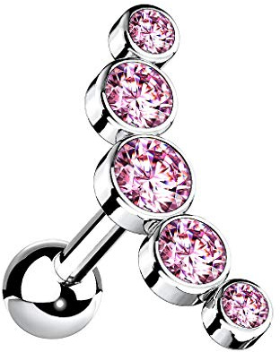 Taffstyle Piercing Stecker Multi Kristall Bogen | für Ohr Tragus Helix Lippe
