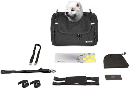DEEMEED PETBAG Motorrad Tasche für Hunde und Katzen (2-36 kg), wasserdicht, tragbar, dreifach belüftet, Gepäckablage oder Sitz, aus Cordura (XS (2-5 kg))