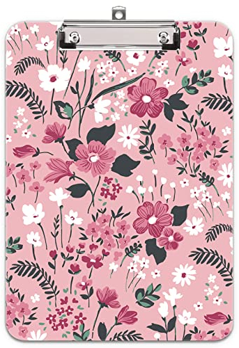 Hnogri porte bloc a4 avec pince, Plastique dur, Clipboard A4 dessin de mode, Planchettes à pince et porte-formulaires, 32CM x22CM, Fleur