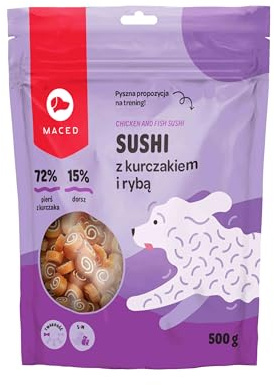 Maced Sushi Huhn mit Fisch 500g für kleine und große Hunde Ras