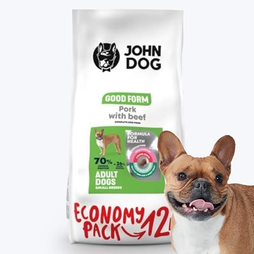 JOHN DOG Trockenfutter für Hunde - Good Form Schwein mit Rind - Hundefutter für Erwachsene Hunde Mini- und kleine Rassen - Glutenfrei und hohe Qualität - 12kg