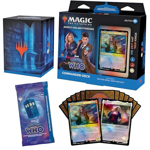 Magic: The Gathering Doctor Who Commander-Deck – Die Zeit hat ’NEN Knick (Deck mit 100 Karten, Sammler-Booster-Probepackung mit 2 Karten + Zubehör) (Deutsche Version)