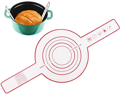 Ericetion Silicone Baking Mat for Dutch Oven Bread Baking Non-stick Baking Mat with Long Handle Reusable Silicone Baking Sheets Heat Resistant Baking Bread Pad for Dough Pastry