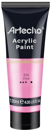 Artecho Acrylfarbe Rosa 120 ml, Wasserfest und Lichtecht, Schnell Trocknend, Acrylfarbe für Leinwand, Holz, Stoff, Handwerk, Leder und Stein.