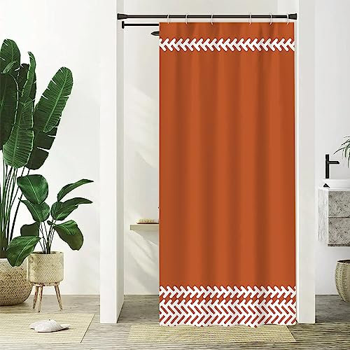 Uiiooazy Cortina de ducha bohemia, estilo mediterráneo, color naranja y terracota, antimoho, resistente al moho, impermeable, tela de poliéster, opaca, lavable, 6 ganchos, para baño