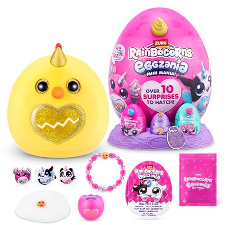 Rainbocorns Eggzania Mini Mania, Chicken, by ZURU Plush Surprise Unboxing with Animal Soft Toy, Idea for Girls with Imaginary Play (Chicken)