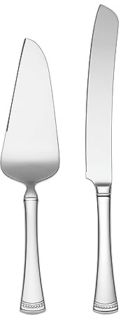 Lenox Silverware Serving Set, Portola 2-Piece Dessert Set, Serving Utensils, 18/10 Stainless Steel, Mirror Finish, Dishwasher Safe, Cake Knife & Cake Server, Dessert Serveware (Silver, 2 Piece)
