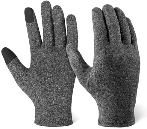 Full Compression Gloves with Touch Screen Finger | Full Finger Glove Rheumatoid Arthritis Hand Support for Women Men |Soft Cotton Comfortable Arthritis Wrist Support for Pain Relief, Carpal Tunnel (L)
