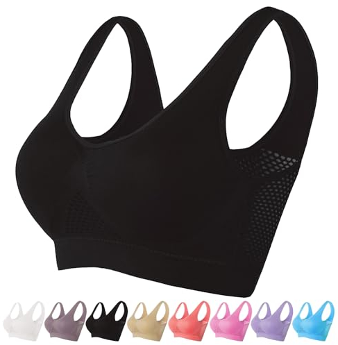 Generic Breathable Cool Liftup Air Bra, 2024 New Large Size Air Bra Breathable and Comfortable Mesh Sports Bra for Women Plus Size Bras for Women No Underwire UK Prime 2024 Special Deals Black XXL