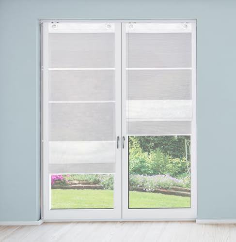 HOME WOHNIDEEN Magnetrollo Bambus-Optik in Uni weiß, 130 x 45 cm bis 210 x 70 cm, inkl. Aufhängehaken, Farbe:weiß, Größe:210 x 70 cm, Anzahl:1x