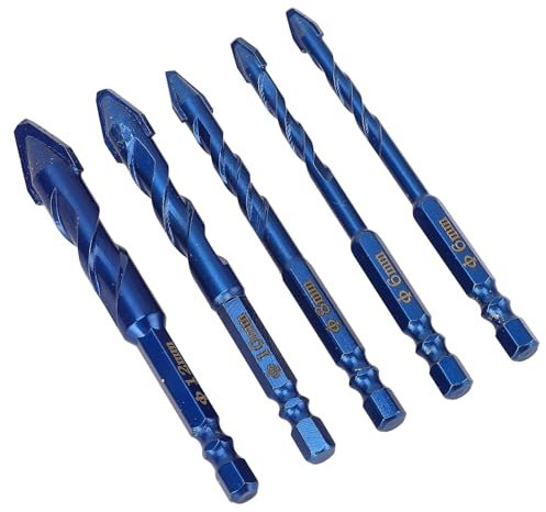 BORDSTRACT 2Pcs Crooked Head Eccentric Drill Set, Masonry Drill Bit Set with Hex Shank 6.35mm(1/4in) for Ceramic Full Tile Granite Wood