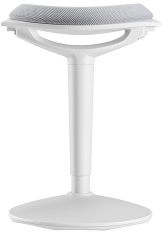 Wiltec Grå balanspall för kontor ergonomisk snurrpall höjdjusterbar 55-70 cm 135 kg lastkapacitet pall för att sitta och stå