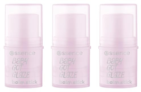 essence BABY GOT GLAZE balm stick, Highlighter, Transparent, pflegend, glänzend, strahlend frisch, vegan, ohne Konservierungsstoffe, ohne Parabene, ohne Mikroplastikpartikel, 3er Pack (3x4.5g)