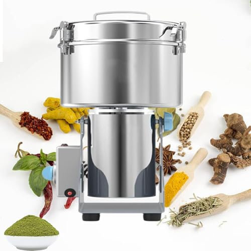 EALRFNPG Grain Mill Grinder Electric, 800g High Speed Stainless Steel Grinder, 270° Swing Pulverizer Commercial Motor, with Overload Protector, for Dry Spice Cereals Coffee Corn Rice Pepper