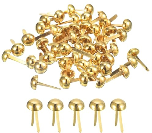 QUARKZMAN 50 pezzi Piedini per Borsa con Spuntoni Chiodi per Borsa Oro | Rotondi da 8mm, Spuntoni per Borsa con Piedini per Borsa
