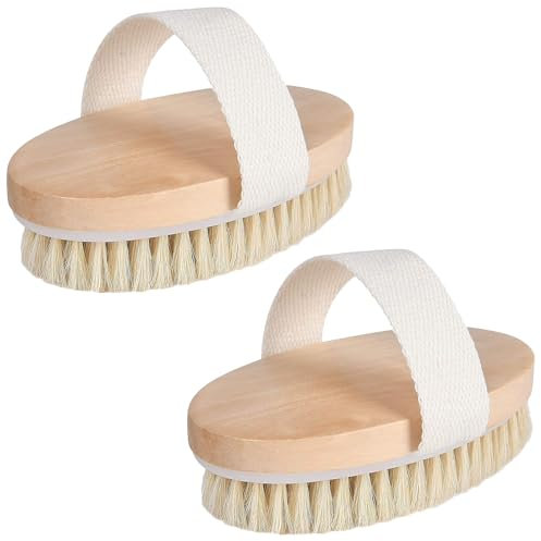 2Pcs Premium Maple Wood Dry Brushing Body Brush for Skin Exfoliation and Detox, Eco-Friendly Dry Brush for Spa-Like Skincare Routine at Home
