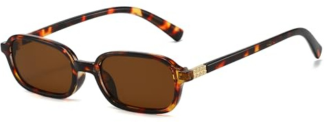 JCTAIFOO Retro Kleine Rechteckige Sonnenbrille für Damen und Herren, Vintage Schmalem Rahmen Quadratische Brille