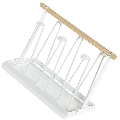 POPETPOP 1pezzi Mensola Portaoggetti Da Cucina in Vetro Supporto Sospeso Per Bicchieri e Tazze Portataze Da Parete Scolapiatti Bianco