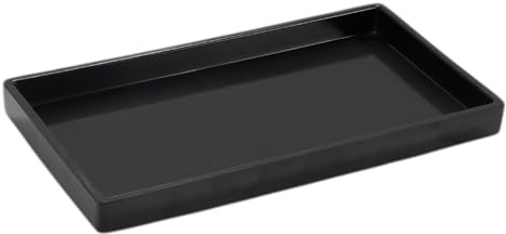 Bathroom Vanity Tray, Sink Storage Box, Countertop Organiser Plate, Rectangle Tray, Cosmetics Dish, Simple Style Design, for Perfume Candles Soap Towel Plant Bathroom Accessories(Black)