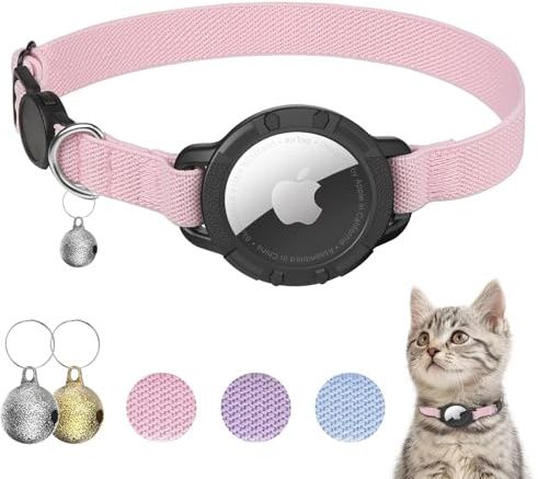 NozlaID AirTag Katzenhalsband, Dehnbares Halsband Katze mit Glocke