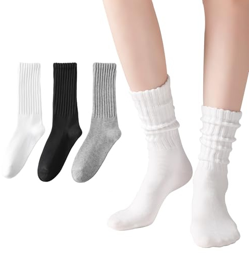 Marchare Women Slouchy Socks Crew Socks for Women Cozy Cotton Slouch Knit Boot Calf Sock