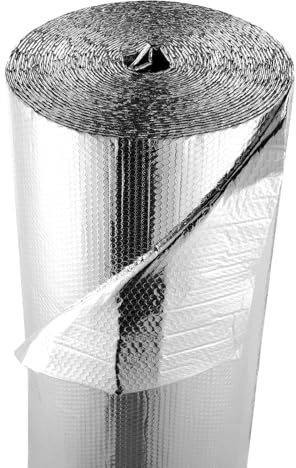VEVOR Double Reflective Insulation Roll,Double-Sided Aluminum Foil Radiant Barrier,6mm 48 inx100 ft,Dual-Layer Air Bubble Heat Reflective Shield,Thermal Insulation Roll for Garage Door Window RV Roofs