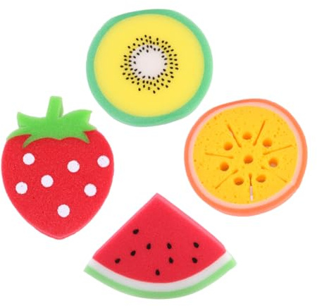 DEARMAMY Lot De 4 Boules De Bain De Fruits Colorées Éponge De Bain Créative Pour Garçon Et Filles Douce Et Moussante Et Garçons Ensemble Fruitée