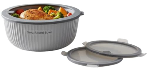 Dora Round Bowl Food Storage Container, Light Gray, 1300ml