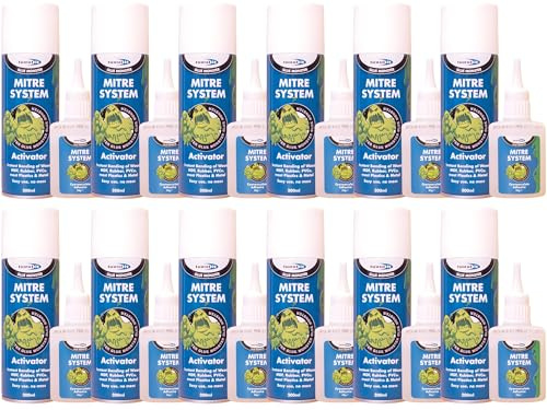 Bond It Mitre Bonding System Kit 12 Pack - Super Glue and Activator Set (50g Glue + 200ml Spray Each) – Instant Bonding Adhesive Kit for Wood, MDF, Rubber, Plastic & Metal Joints