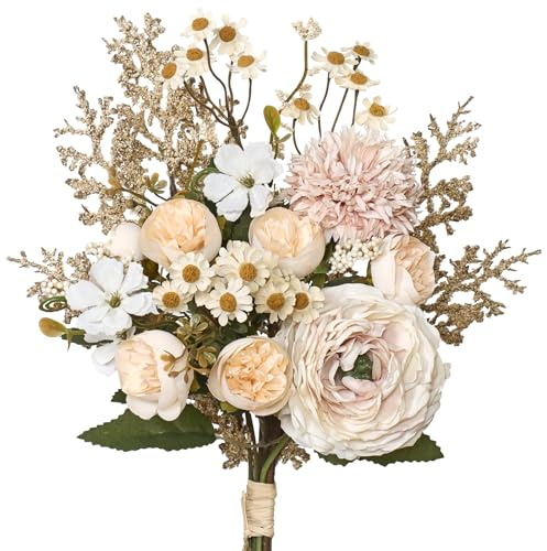 SOMYTING Künstliche Blumen Deko Künstliche Rosen Blumenstrauß (Beige)