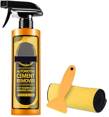 Dissolvant de Ciment – 500ml | Nettoyant Puissant Pour Peinture et Vitres Voiture | Solvant Carrelage Béton, Éliminateur de Boue, Formule Écologique Sécurisée, Racloir et Chiffon Inclus