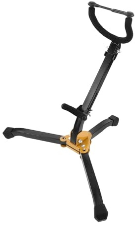 POPETPOP Soporte para Saxofón Portátil Plegable Soporte para Saxofón Tenor Horquilla Ajustable Marco Metálico Estable para Músicos Uso en Estudio o Exhibición