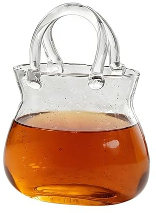 Jarrón de para bolso de mano, 18,5 x 10 x 25 cm, decoración de habitación, forma de bolso, jarrones de transparente con asa, para bodas, cócteles, salones, dormitorios, oficinas