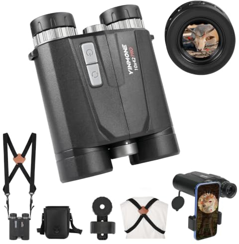 GEN2 - Binocolo telemetro laser con imbracatura e adattatore per telefono, per caccia, misurazione della distanza di velocità, alta potenza, impermeabilità IP65, per riprese e escursioni, lunghezza