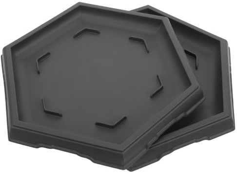 CALLARON Vassoi Esagonali Protezione ed Esterni Contro Acqua e Terra Set 2 Pezzi Sottovasi per Bonsai e Fioriere per Piante in Plastica Nera