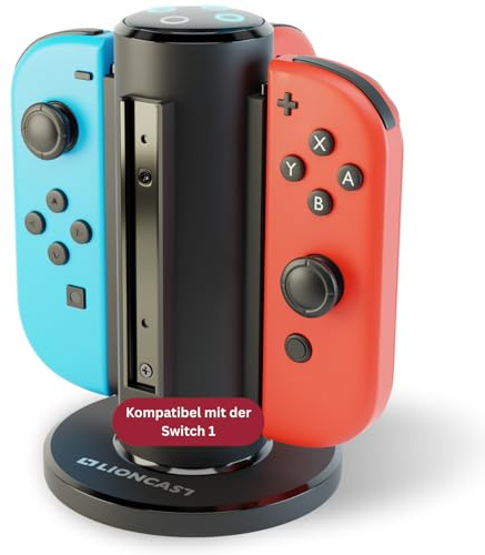 Lioncast® Ladestation kompatibel mit Joy Con Controller für Nintendo Switch [mit LED Ladeanzeige] - Halterung für Nintendo Switch 1 Controller extra Stabiler Stand