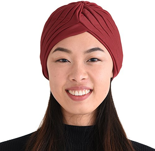 CHARM Twist Pieghe Testa Incarto Turbante, Rosso
