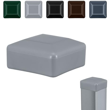 EMFA Capuchon pour poteau carré 70x70 mm Gris 10 pièces chapeau de clôture tube plastique 7x7 cm